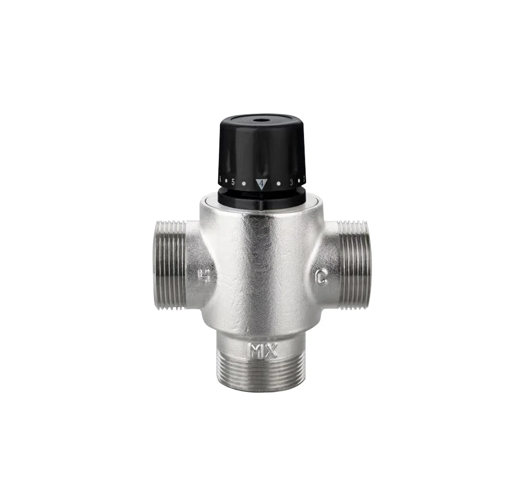 Large Diameter DN32  DN40 Hot & Cold Thermostatic Mixing Valve Three Way Water Valve Brass Material 16bar Pressure 110C Max Temp