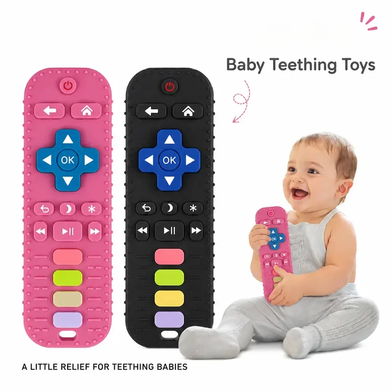 Baby Remote ControlSet - BPA-Free Non-Toxic Silicone Sensory  For 0-2 Years, Textured Gum Relief, Dishwasher-Safe Cordless