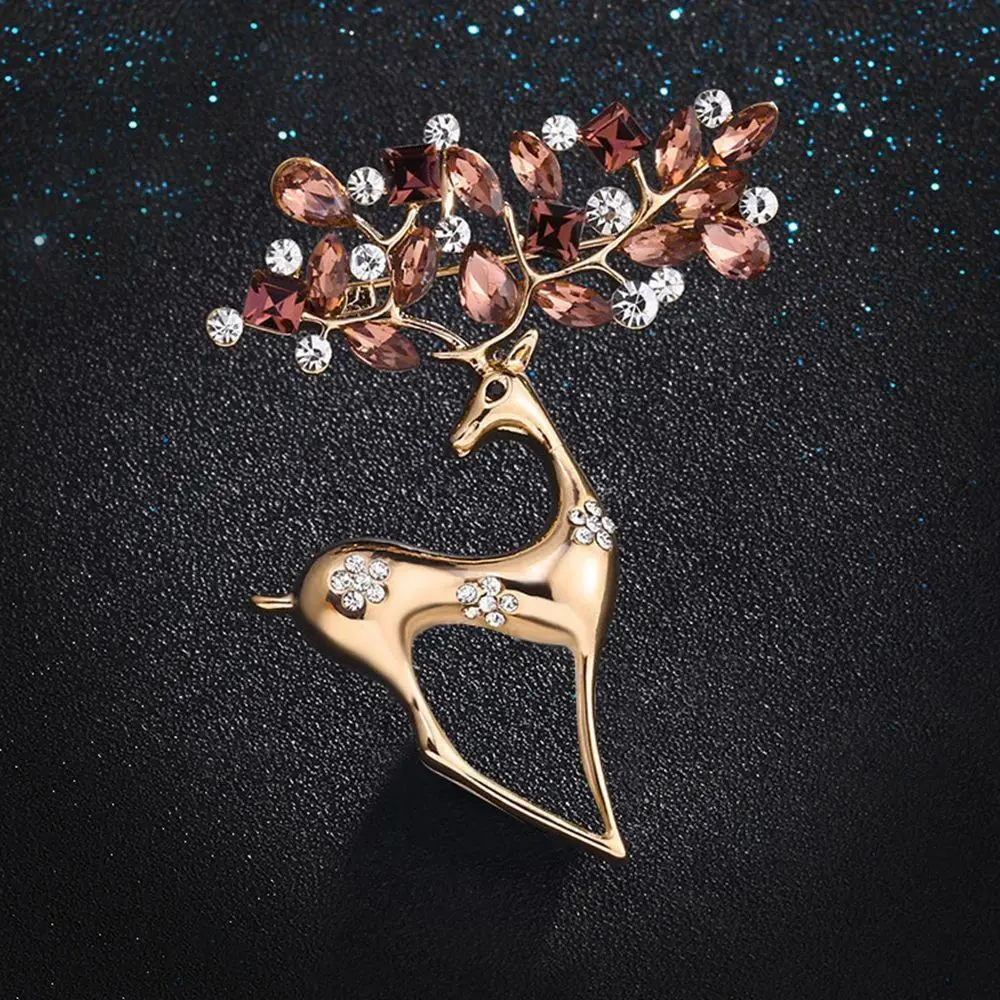 

Jewelry Christmas Gifts Diamond Alloy Crystal Rhinestone Pin Christmas Elk Brooches Female Jewelry Korean Style Brooches