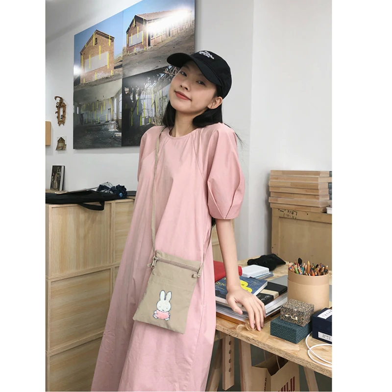 Bolso cruzado de nailon Kawaii Miffy, bolso minimalista para teléfono portátil con bonito conejito, bolsa para pasaporte de viaje, bolso de hombro informal Unisex