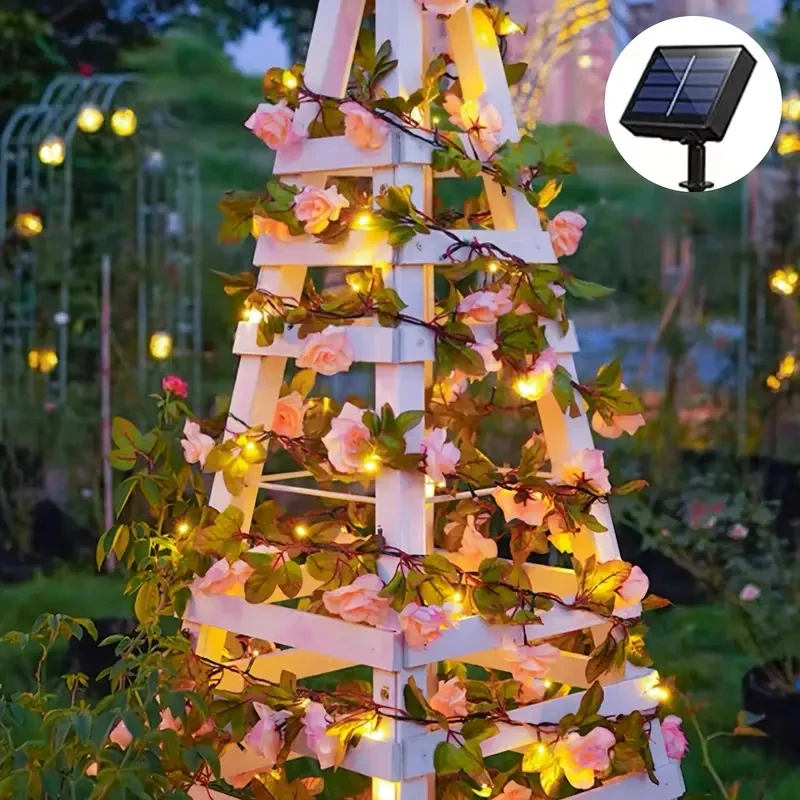 Champagne Rose String Light Artificial Vine Fairy Lamp Suitable For Indoor Outdoor Holiday Valentine's Day Wedding Decoration