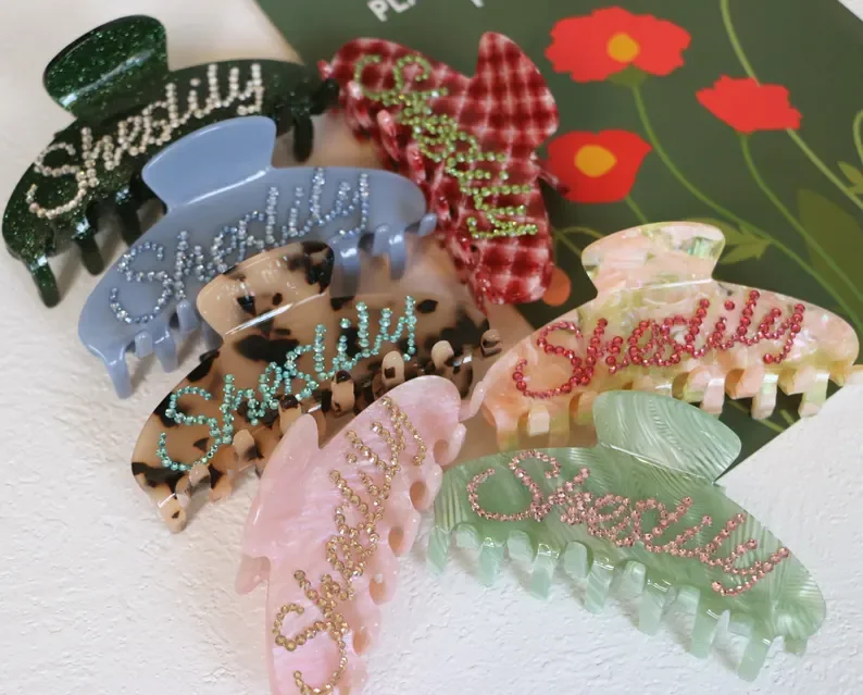 

Custom Hair Claw, Rhinestone Customized Name Claw Clip, Personalized Hair Claw Clip, Custom Name Bridesmaid Wedding Gift Hair