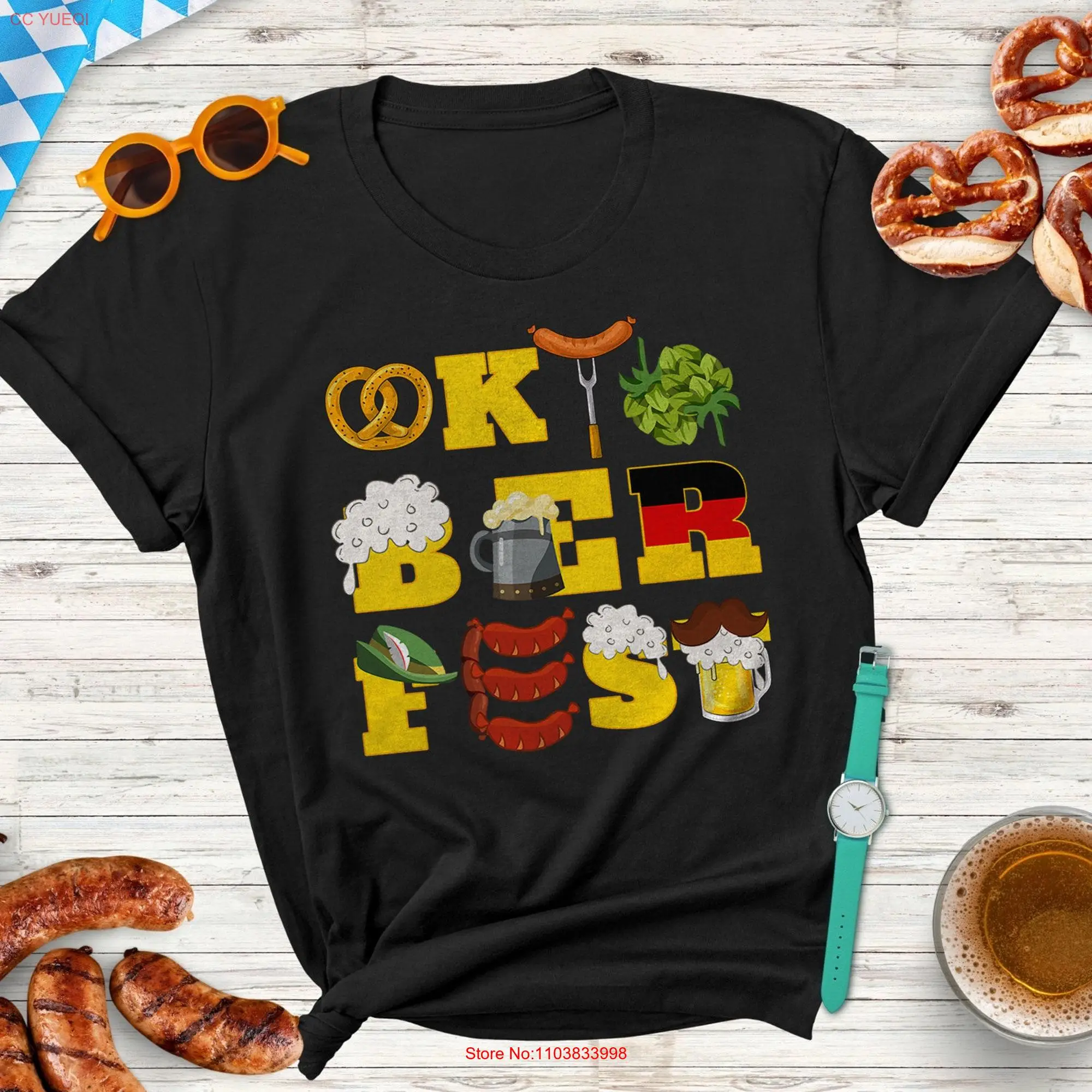 Funny Oktoberfest Party T Shirt Sausage Pretzel Beer SweaT long or short sleeves