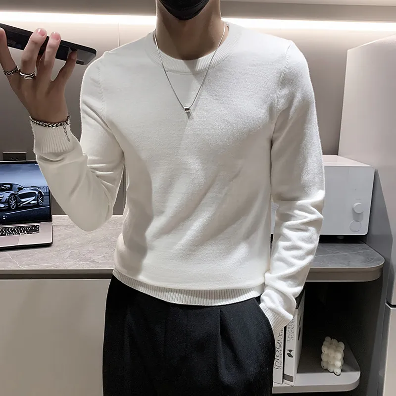 

Slim Fit round Ne Knitwear for Men Small Size Base irt Casual Versatile Breathable Pure Color Autumn Winter Faion
