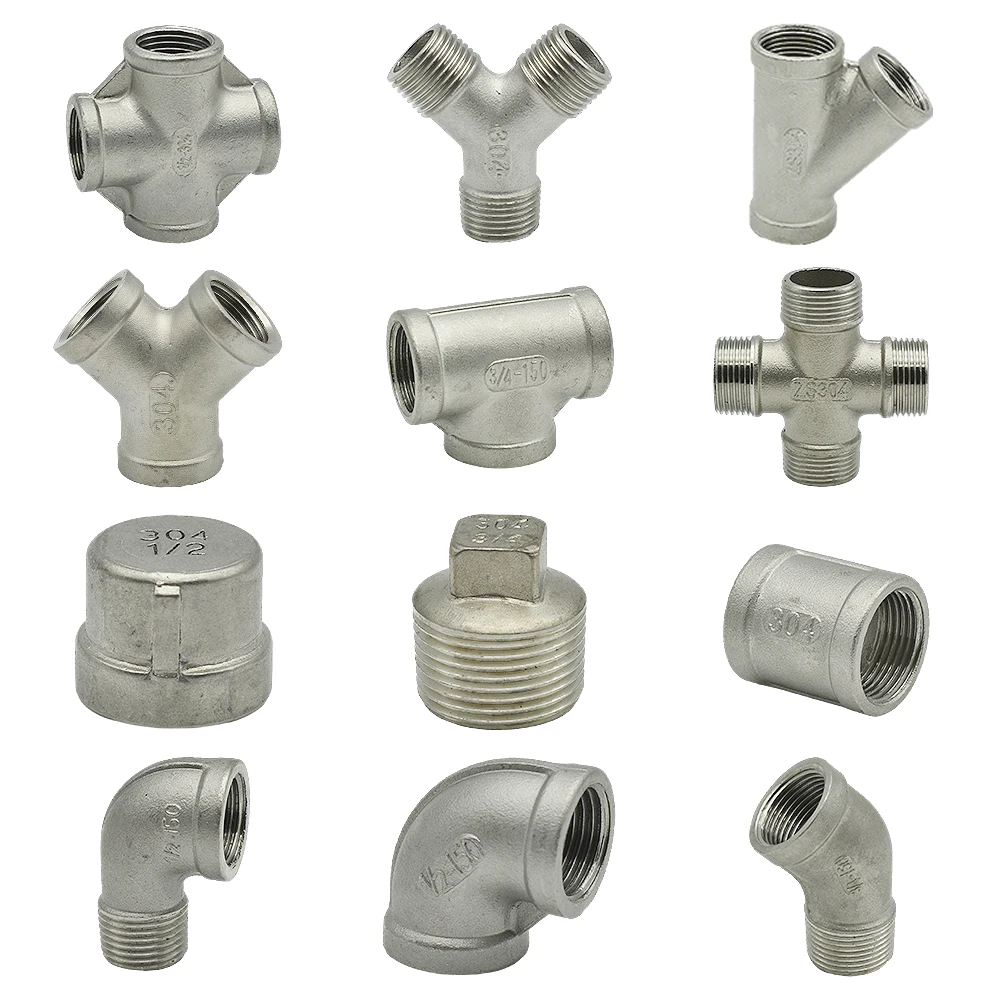 

1/4" 3/8"1/2"3/4" 1"1-1/4" 2"BSP 304 Stainless steel Elbow 3way 4way Threaded butt adapter pipe fittings