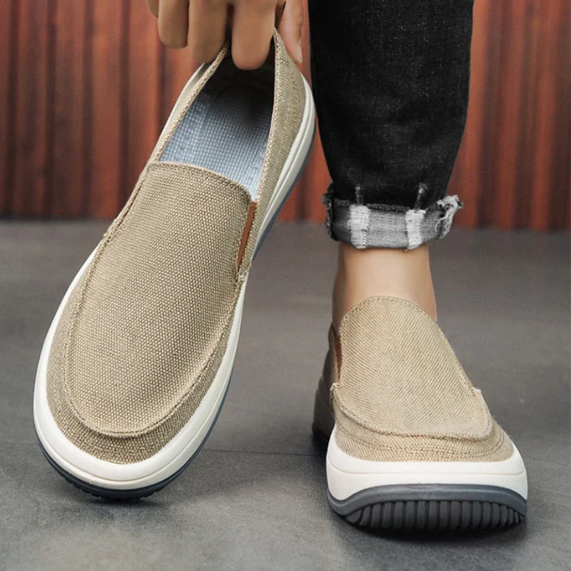 Men's canvas shoes 2024 new autumn breathable linen skateboard shoes Korean version flat bottom anti slip comfort casual shoes