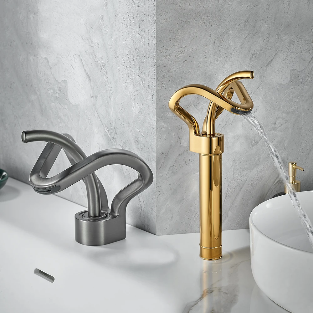 

Modern Bathroom Sink Faucet Hot Cold Crane Mixer Waterfall Water Tap Washbasin Faucets Luxury Basin Faucet for Deck Installation