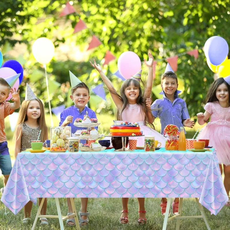 Mermaid Tablecloth -Mermaid Birthday Decorations for Party Girls Baby Shower Themed Birthday Party Favors view 4