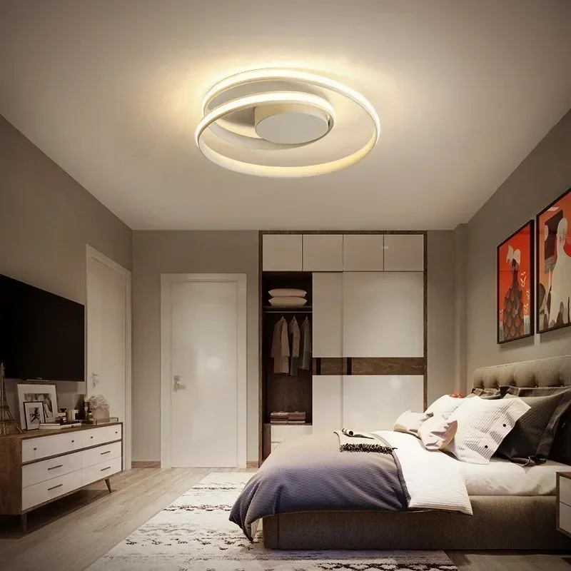 Lampu plafon LED Modern, lampu dekorasi rumah bulat emas untuk kamar tidur ruang tamu dapur belajar