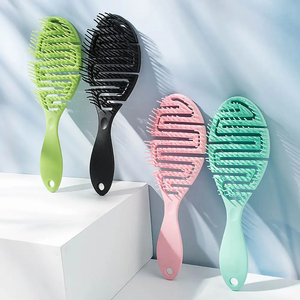 

Fluffy TPE Curling Shape Curls Flex Hairdressing Curved Hair Brush Hair Massage Comb Wet Dry Comb Hair Styling Tool