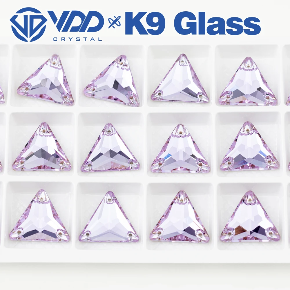 VDD S122 Violett Dreieck AAAAA Top-Qualität K9 Glas Aufnähbare Strasssteine Kristall Flache Rückseite Nähsteine für Kleidungsdekorationen – Detail 5