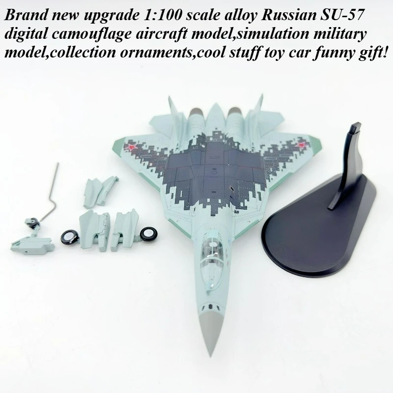 

Cool Stuff Toy Car Funny Gift-Hot 1:100 Scale Alloy Russian SU57 Aircraft Model,Military Model,Collection Ornament,Toys for Kids