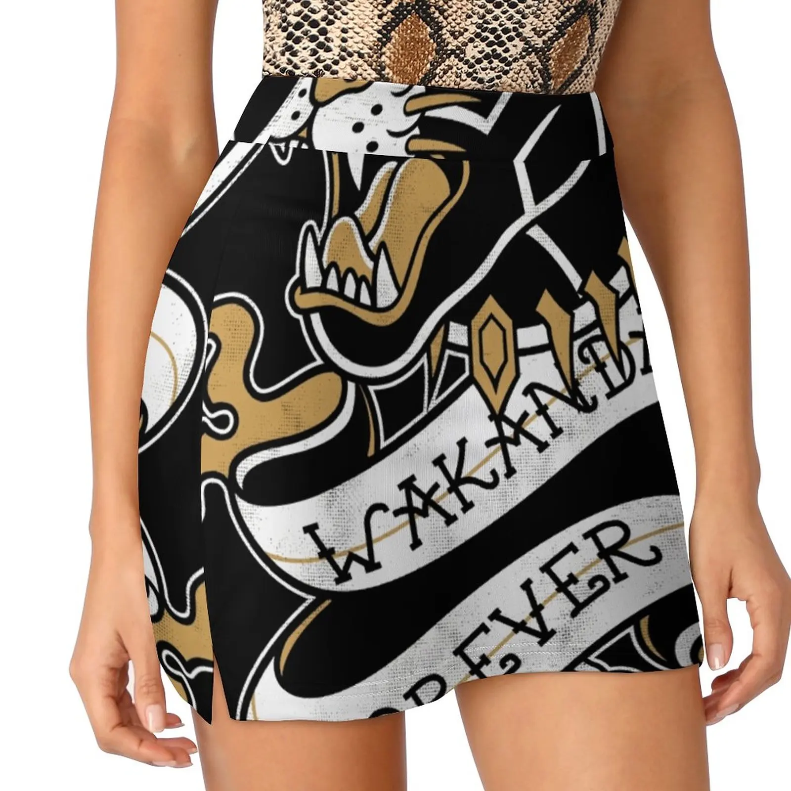 Wakanda Forever Women's skirt Aesthetic skirts New Fashion Short Skirts Panther College University Wakanda Varsity Comic Black