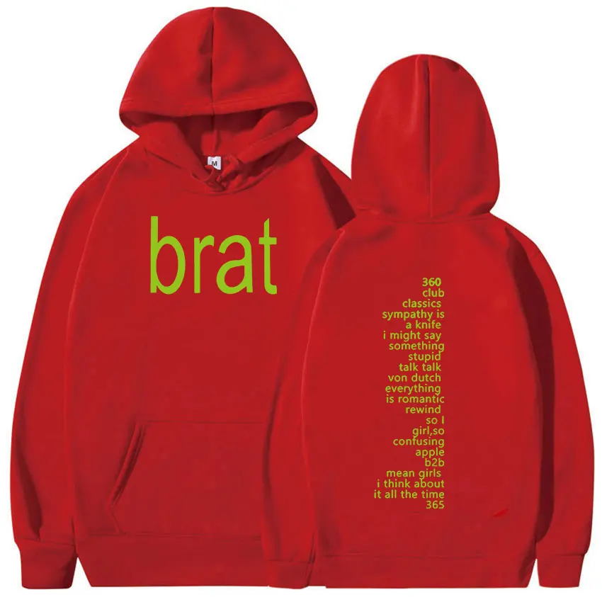 Charli XCX Brat 2024 Tour Album Print Hoodie Men Hip Hop Retro Pullover Sweatshirt Unisex Casual Oversized Hooded Y2k Streetwear