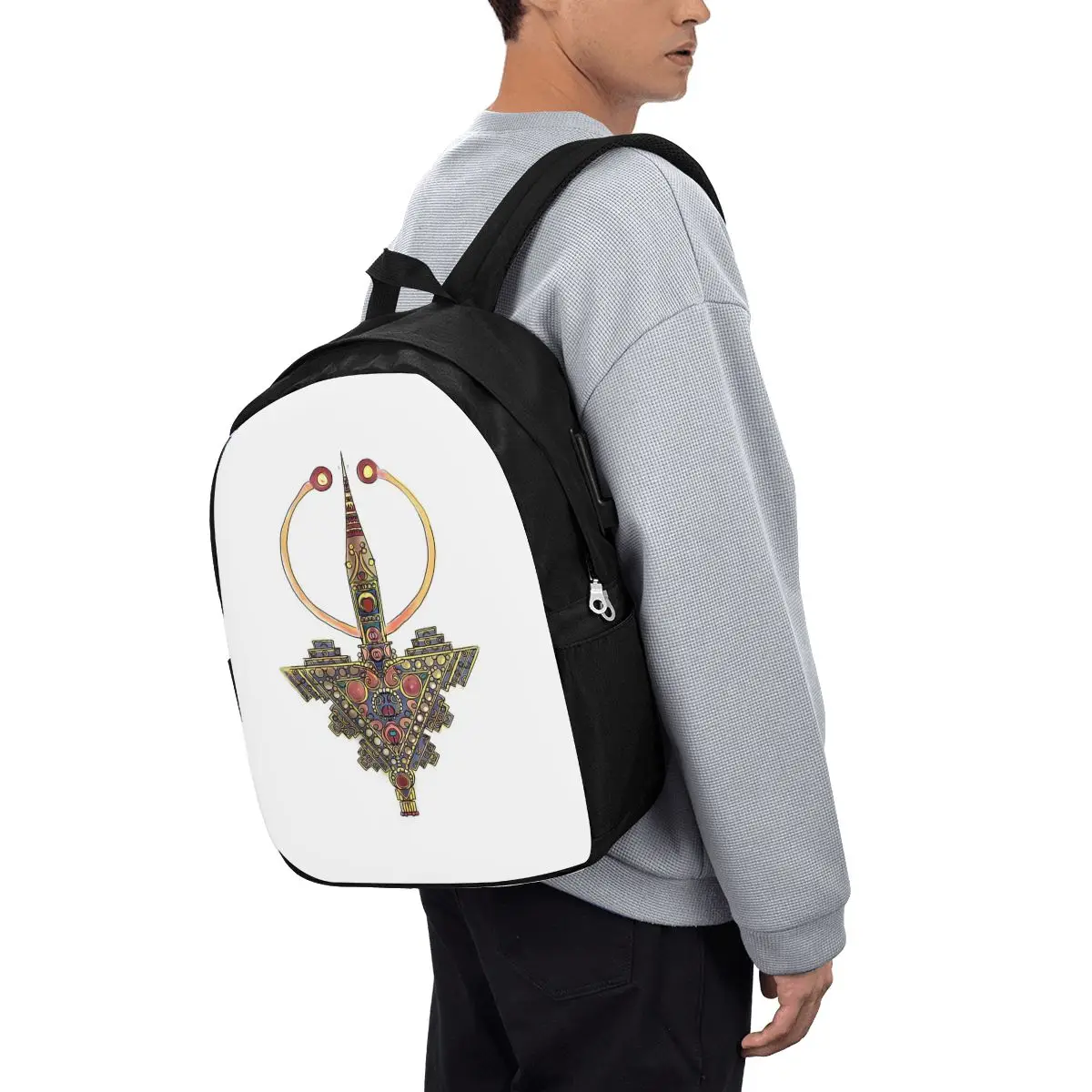 Kabyle Jewelry Amazigh MoroccoBackpack Travel Notebook Bag Computer College Student School Bag LaptopShoulder Bags for Men Women view 3