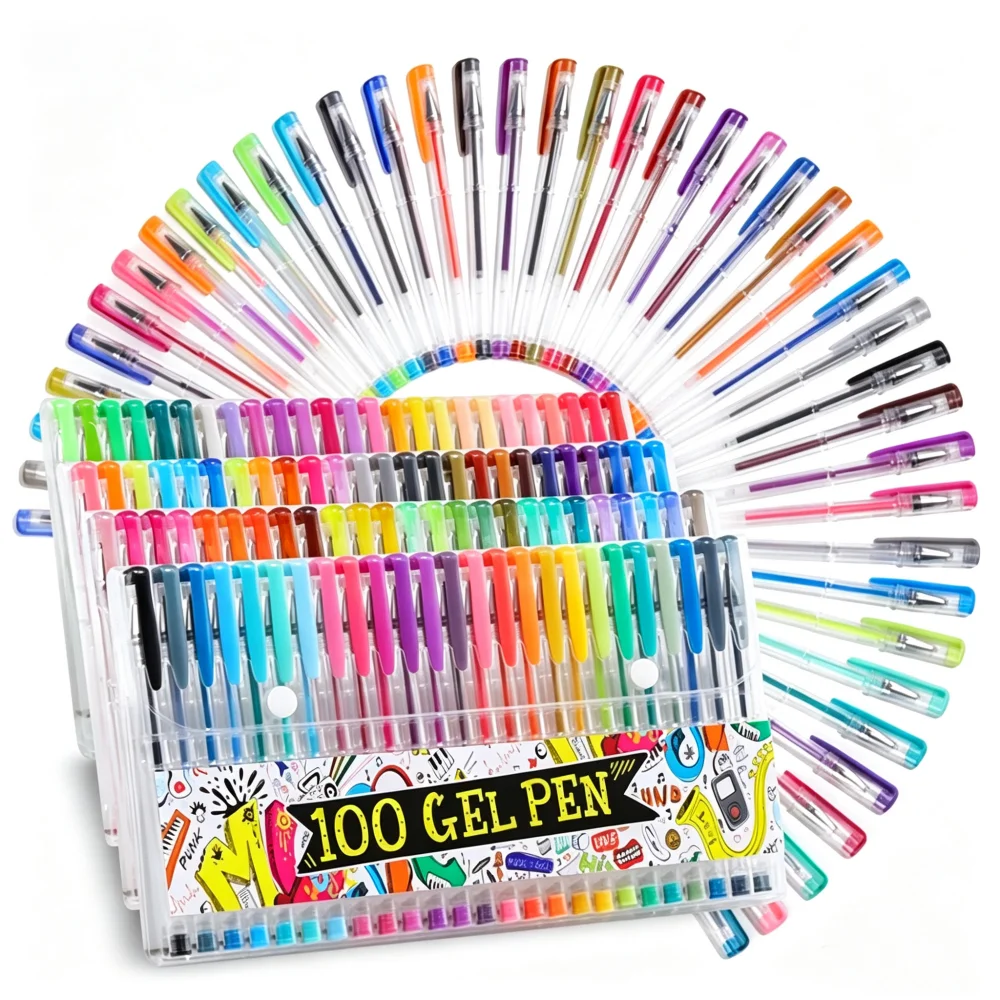 Glitter Metallic Gel Pens Set Colored Ink Smooth Writing Art Drawing,Handbook,Journaling,DIY Card Making School Office Stationer