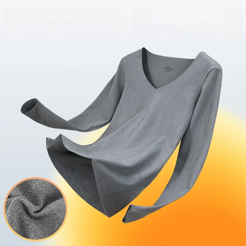 

Men's Fce Lined Thiened Long Sve round Ne Thermal Top Slim Fit Base Layer irt Ci Walk Basic Underwear Polyester...