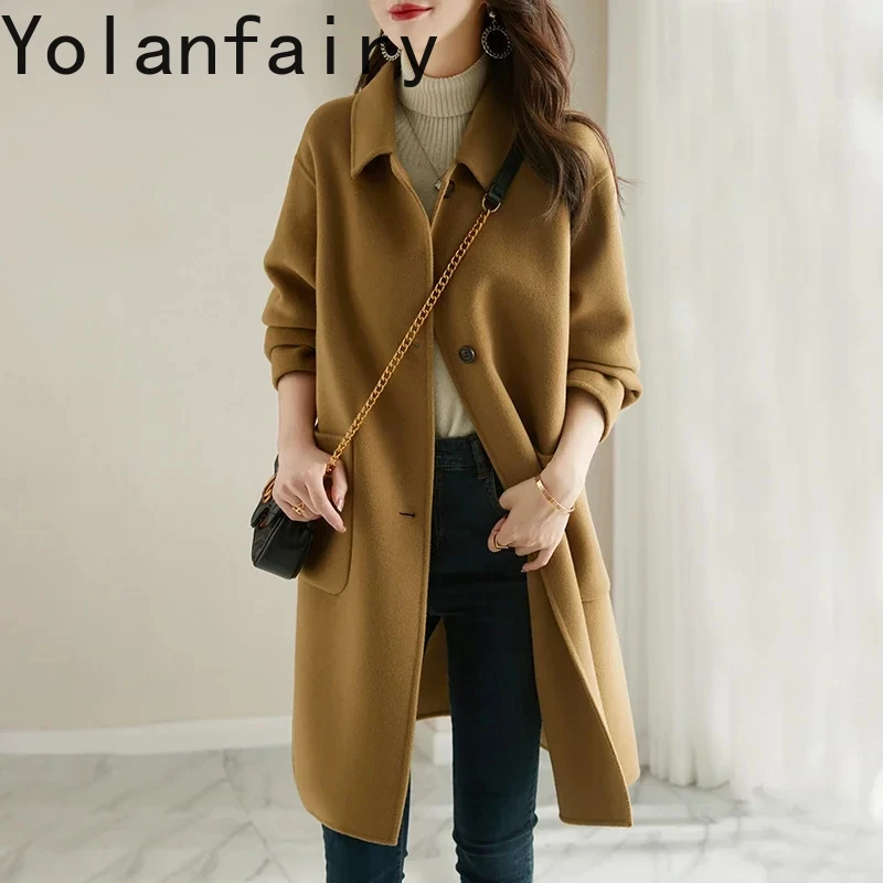 

Double-sided 100% Wool Coat Women Luxury High Quality Pure Woolen Jacket Autumn Winter Ladies Coats and Jackets ropa de mujer