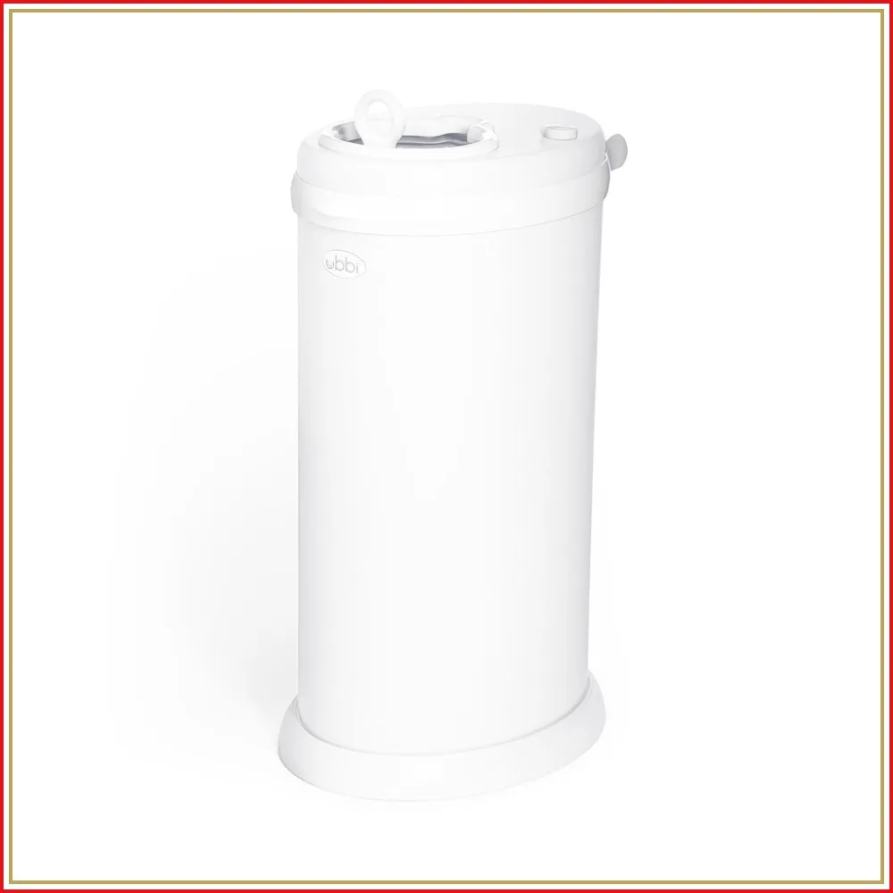 

Steel Diaper Pail Odor Locking No Special Bag Required Award-Winning White