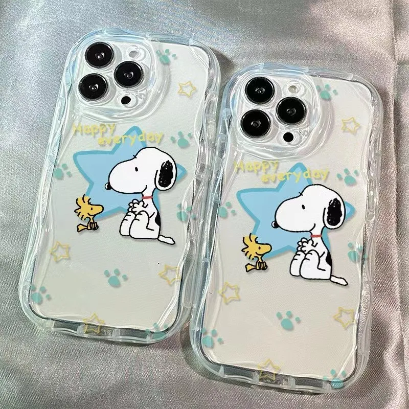 Kawaii سنوبي لينة سيليكون الحالات الهاتف آيفون 16 15 14 13 12 11 X XR XS 7 8 زائد برو ماكس الكرتون شفافة O-one قطع #1