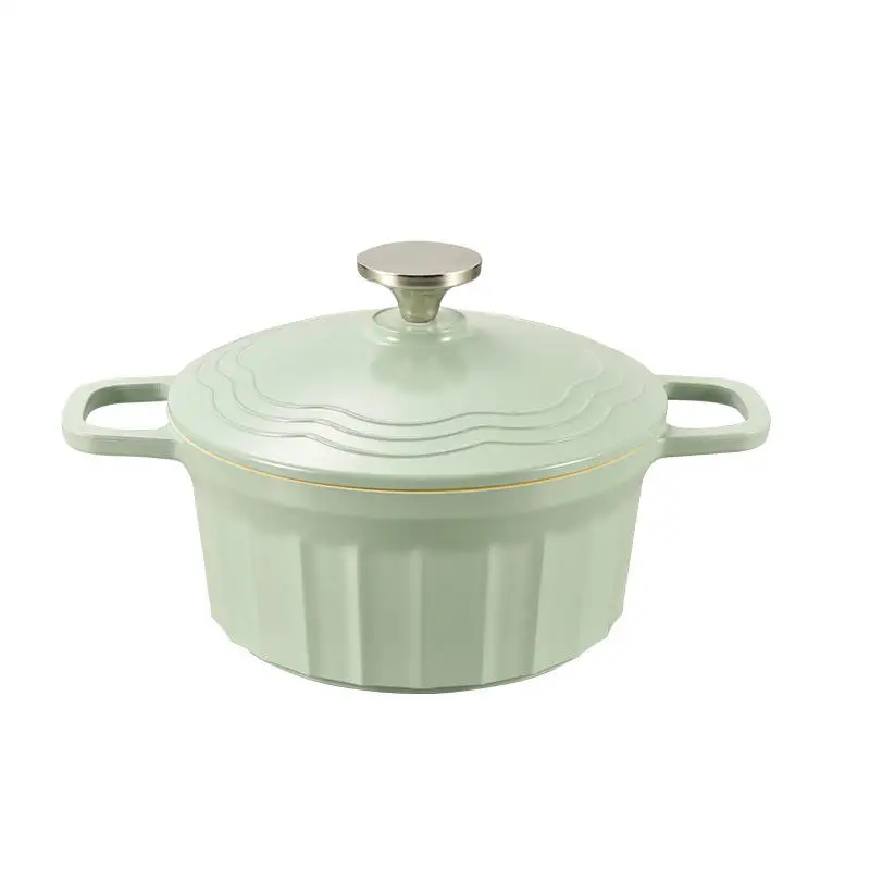 Household Double-Handled Pot Enamel Pot Non-stick Pot Stew Pot Dutch Oven Cooking Pot with Cover Suitable for All Stovetops