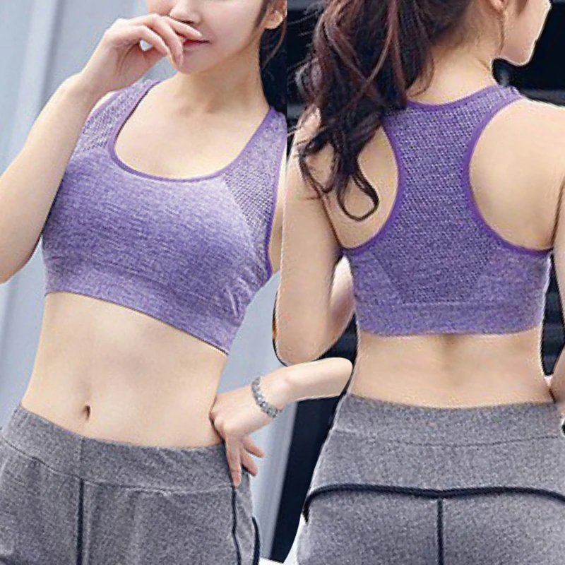 Women Professional Sport Bra Padded Push Up Shockproof Seamless Wire Free Workout Training Gym Fitness Sports Bra Top