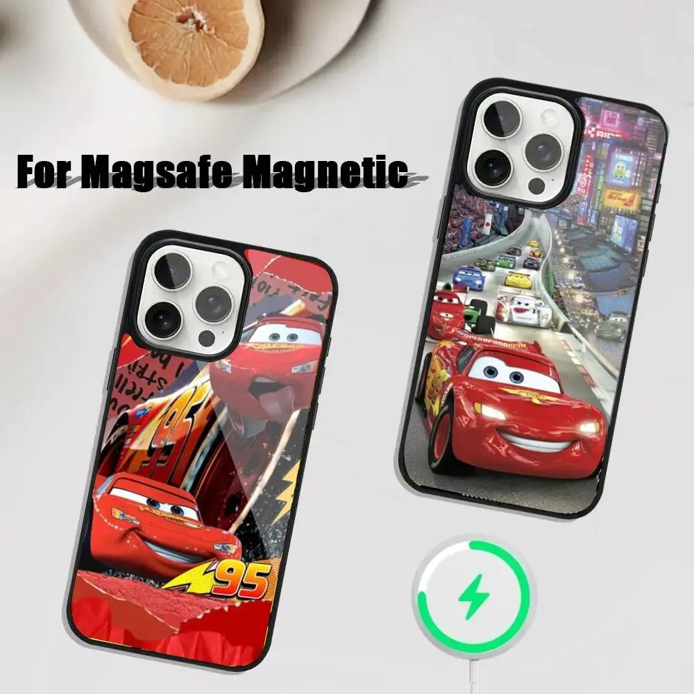 

Cars L-Lightning M-McQueen Phone Case For iPhone 16,15,14,13,12,11,Plus,Pro,Max Mini Magsafe Magnetic Wireless Charging