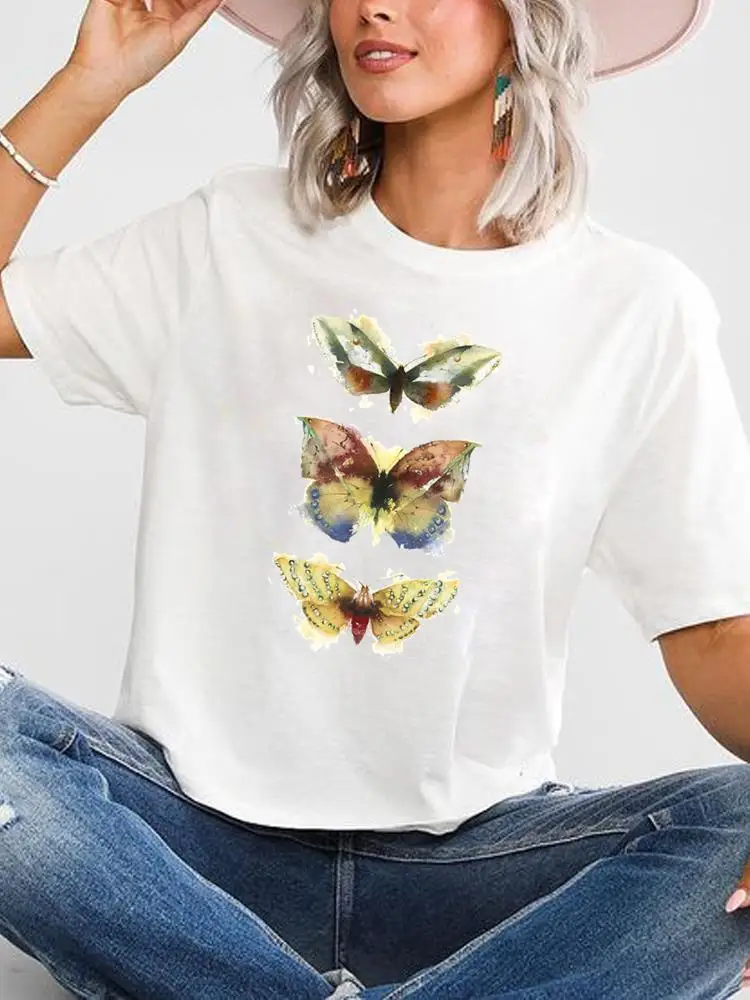 

Butterfly Watercolor Cute Short Sleeve T Top Graphic Tee Print Women Summer Cartoon Shirt Female T-shirts Fashion Clothing