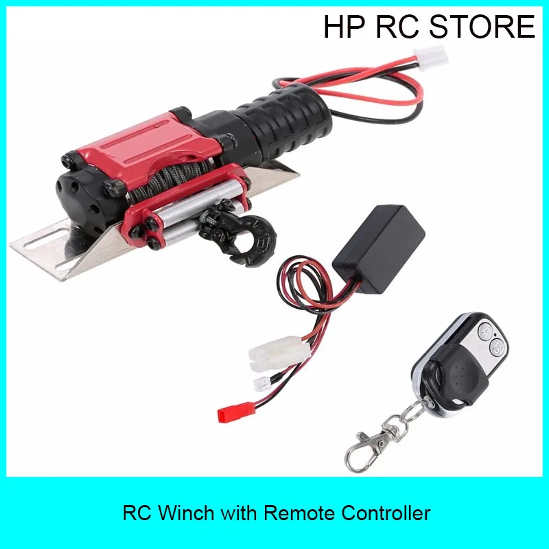 

RC Car Metal + Plastic Winch + Wireless Remote Controller for 1:10 RC Crawler Truck Axial SCX10 90046 TRX4 TRX6 Redcat Gen8