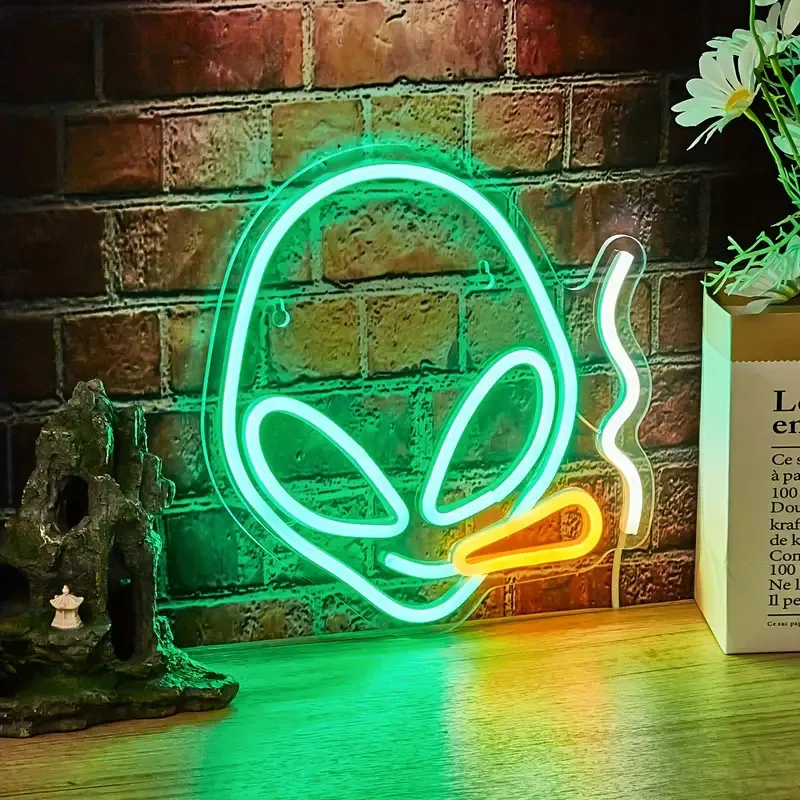 Imagem -02 - Custom Led Neon Sign Ghost Alien Hell Aqui Gameroom Quarto Wall Decor Luz Usb Holiday Party Aniversário para Namorado