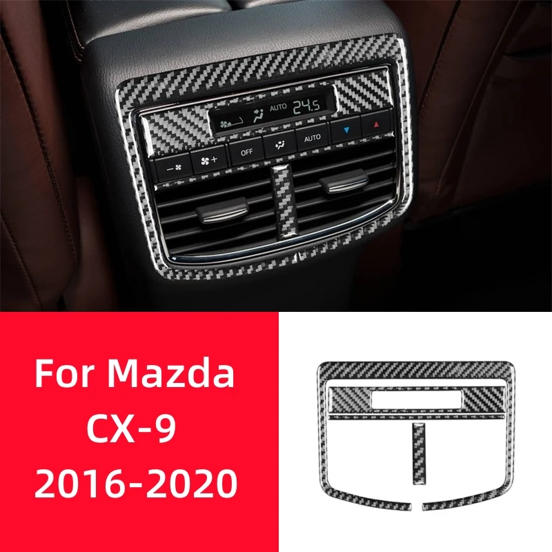 

For Mazda CX-9 2016-2023 Interior Accessories Real Carbon Fiber Car Rear Exhaust Vent Decoration Sticker Cover Trim Frame