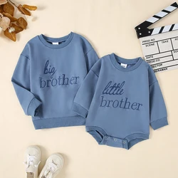 Brother Matching Outfits 0-18M/18M-6Y Little Boys Autumn Sweatshirts Long Sleeve Round Neck Letter Embroidery Pullover