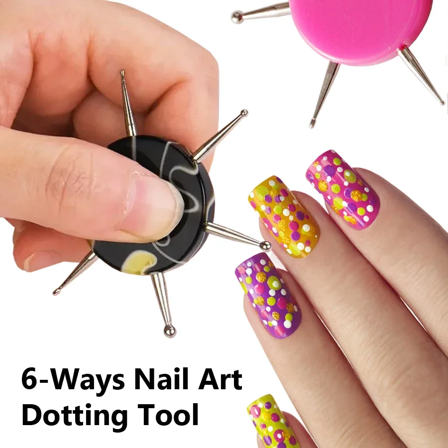 6 Sizes Circular Dotting Tools Set for Nail Art Multi-Functional Flower Dots Clay Sculpting Embossing Pattern Maker
