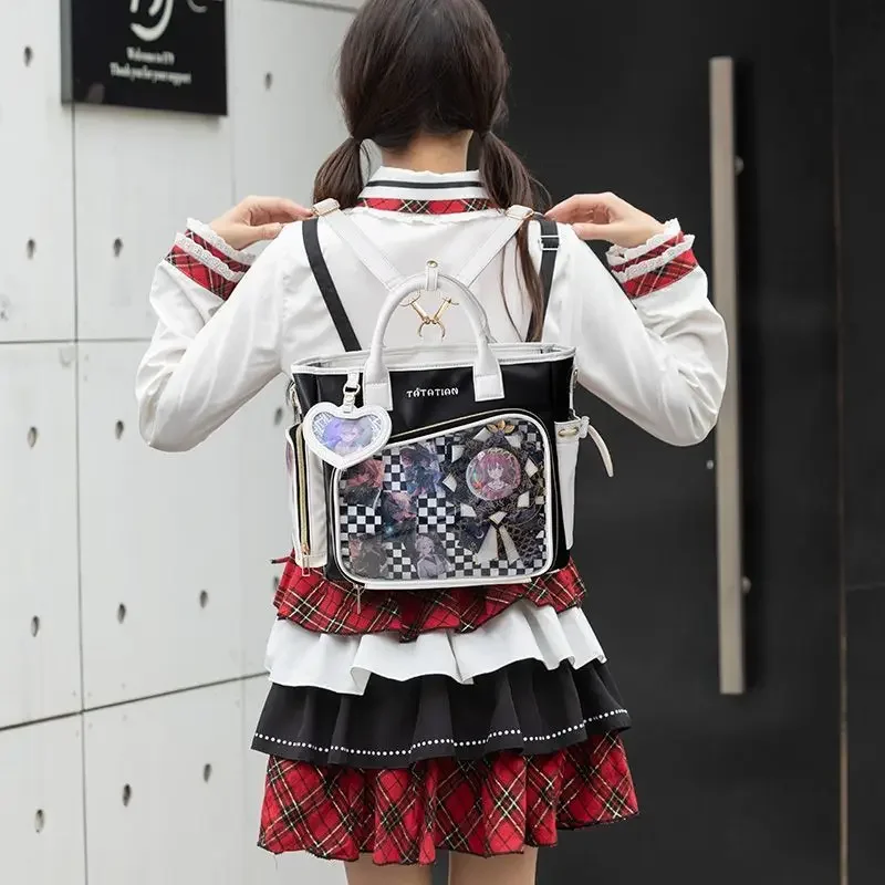 Harajuku Lolita Jk Uniform Sacs à bandoulière initiés par les filles, sac à main à carreaux esthétique de grande capacité, sacs à dos gothiques Kawaii, Y2k