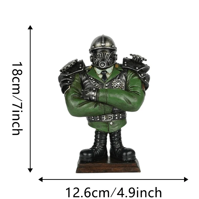 Cyberpunk Mecha Style Rivet Steel Skull Marshal Resin Model Desk Miniatures Creative Ornament Home Decor Ideal For Birthday Gift