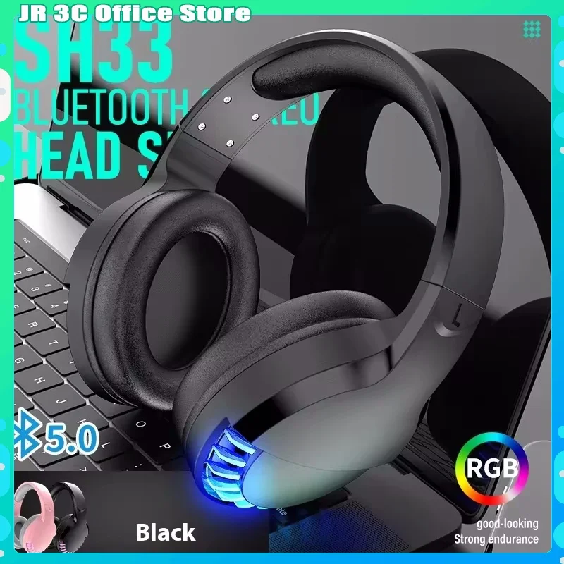 

Free Wolf Sh33 Bluetooth Wired Dual-Mode RGB Headphone Heavy Bass Noise-Cancelling Gaming/E-Sports/Office/Home Headphones