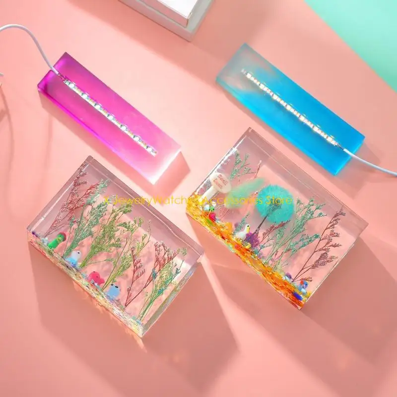 

31KD Light Base Mold Rectangular Silicone Mold Include USB Cable for DIY LED Lamp Ornaments Home Decoration Resin Crafts