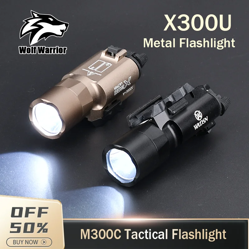 

Tactic X300U Ultra Metal Pistol Gun Strobe LED Light Fit 20mm Rail Airsoft Weapon Hunting Flashlight ﻿