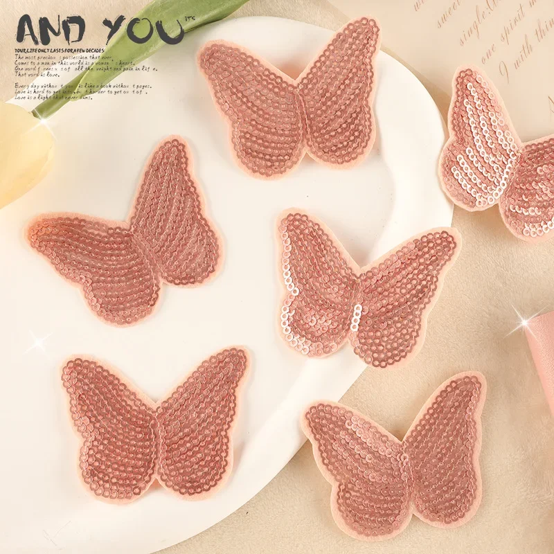 1 Pieces Sequined Butterfly Embroidered Patches Backpack Clothing Flower Embroidery Patch Patchs for Clothes Sequins Iron Sew