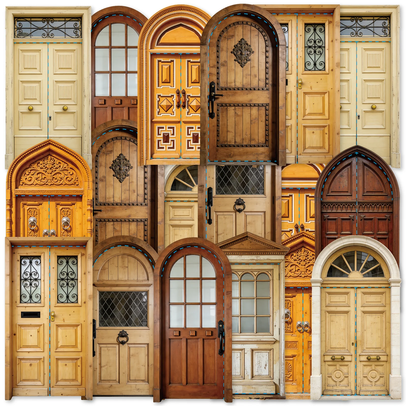 Etori Life 20Pcs Pastoral Solid Wood Door Sticker Embossed Pattern Iron Art Glass Various Wooden Door Designs White Card DIY Collage Material Suitable for Laptops, Phone Backs, Photo Albums, Guitars, Bicycles and Helmets, Postcards and Envelopes, Scrapbooking Supplies, Room Decoration, Office Decoration Supplies, College Supplies, Vintage Aesthetics, Cycling Decals, Back-To-School Season