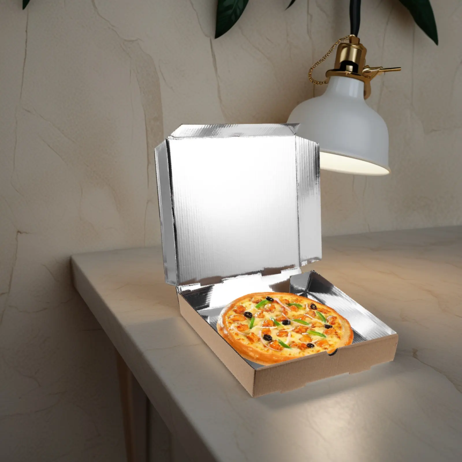 10Pcs Insulated Pizza Boxes Aluminum Foil 9 Inch Heat Retaining Pizza Takeout Storage Container Food Packaging Box