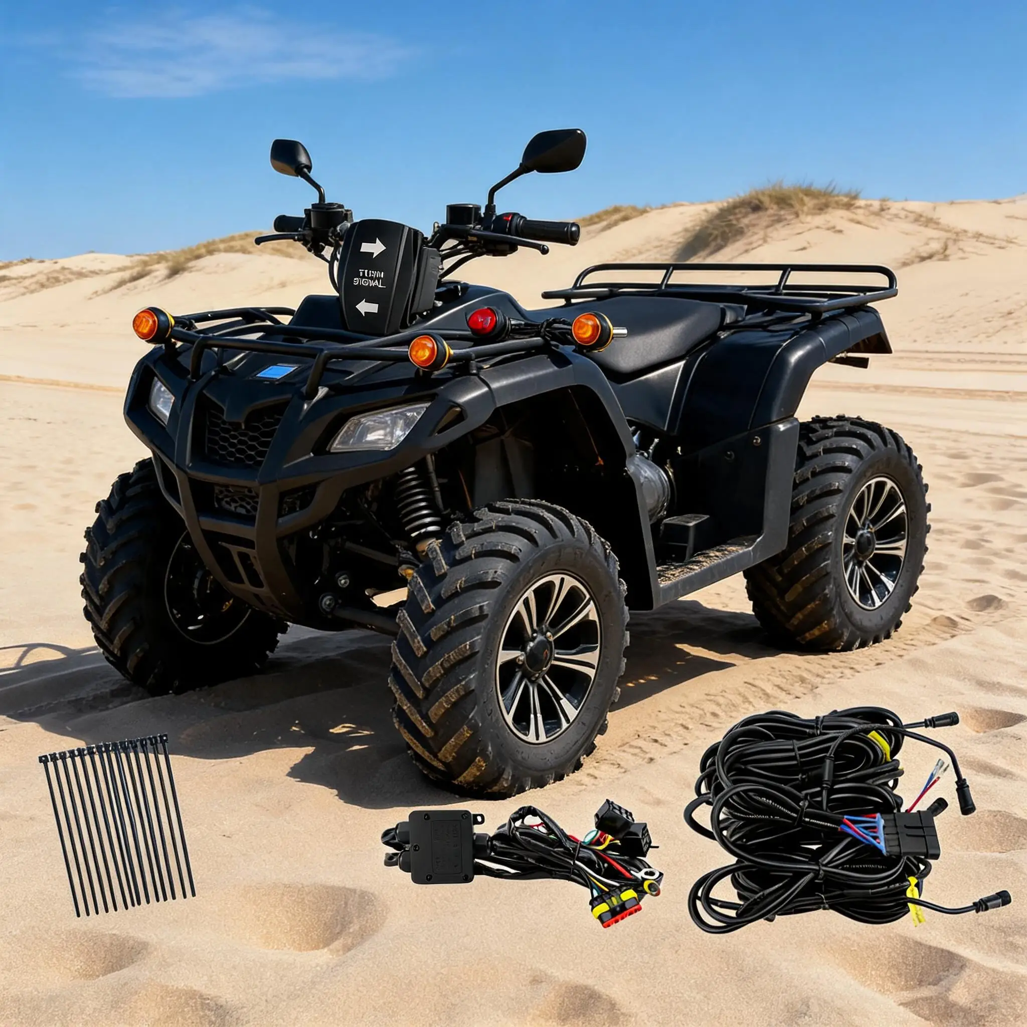 Street Legal LED Turn Gauge Kit for UTV/ATV – Plug & Play Pre-Wired Amber Blinkers with Rocker Switch, Global Fit for 2-6 Seater Off-Road Vehicles