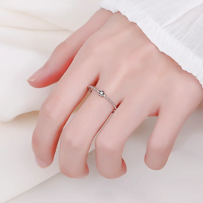 2022 NEW Exquisite Star Pattern Ball Ring For Women Diamond Crystal S925 Silver Engagement Wedding Gift Jewelry Wholesale