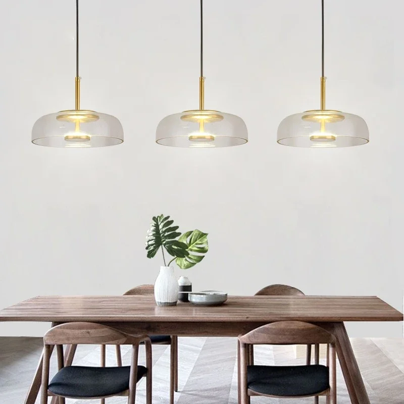 Glossy Finish Modern Glass LED Pendant Light Hanging Lamp for Restaurant Bar Bedroom Dining Room Living Room Lighting Fixture
