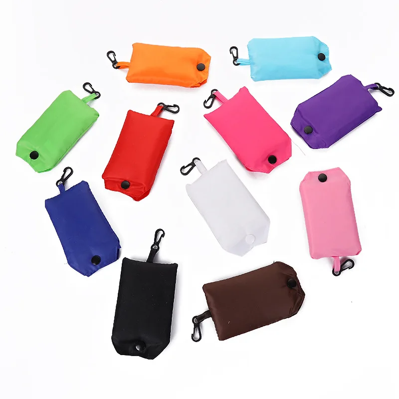 Women Men Reusable Shopping Bag Nylon Foldable Grocery Bag Eco-Friendly Tote Bag Solid Color Handbags