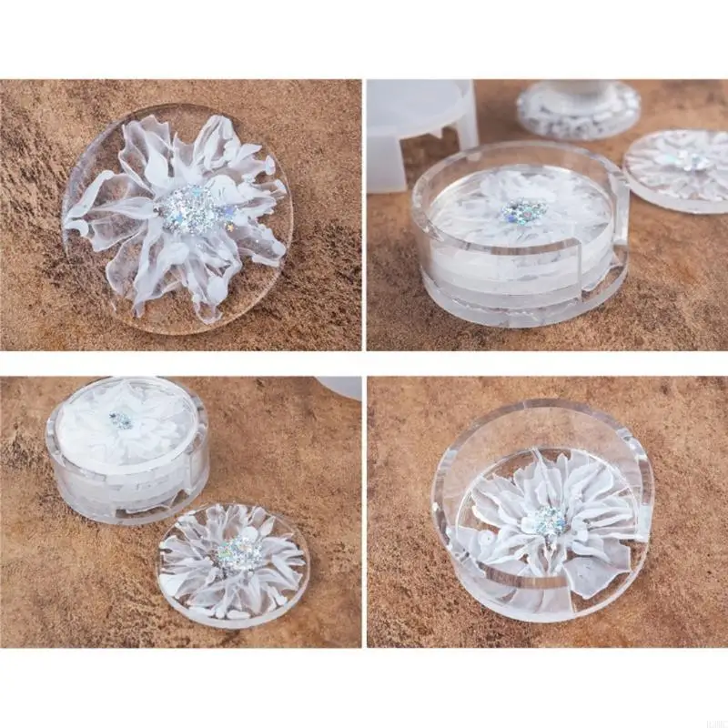 

R3MC 5 Pcs Tray Molds Coffee with Storage Box Mold for Creative Silicone Mold Placemat Mold for Diy Crafts
