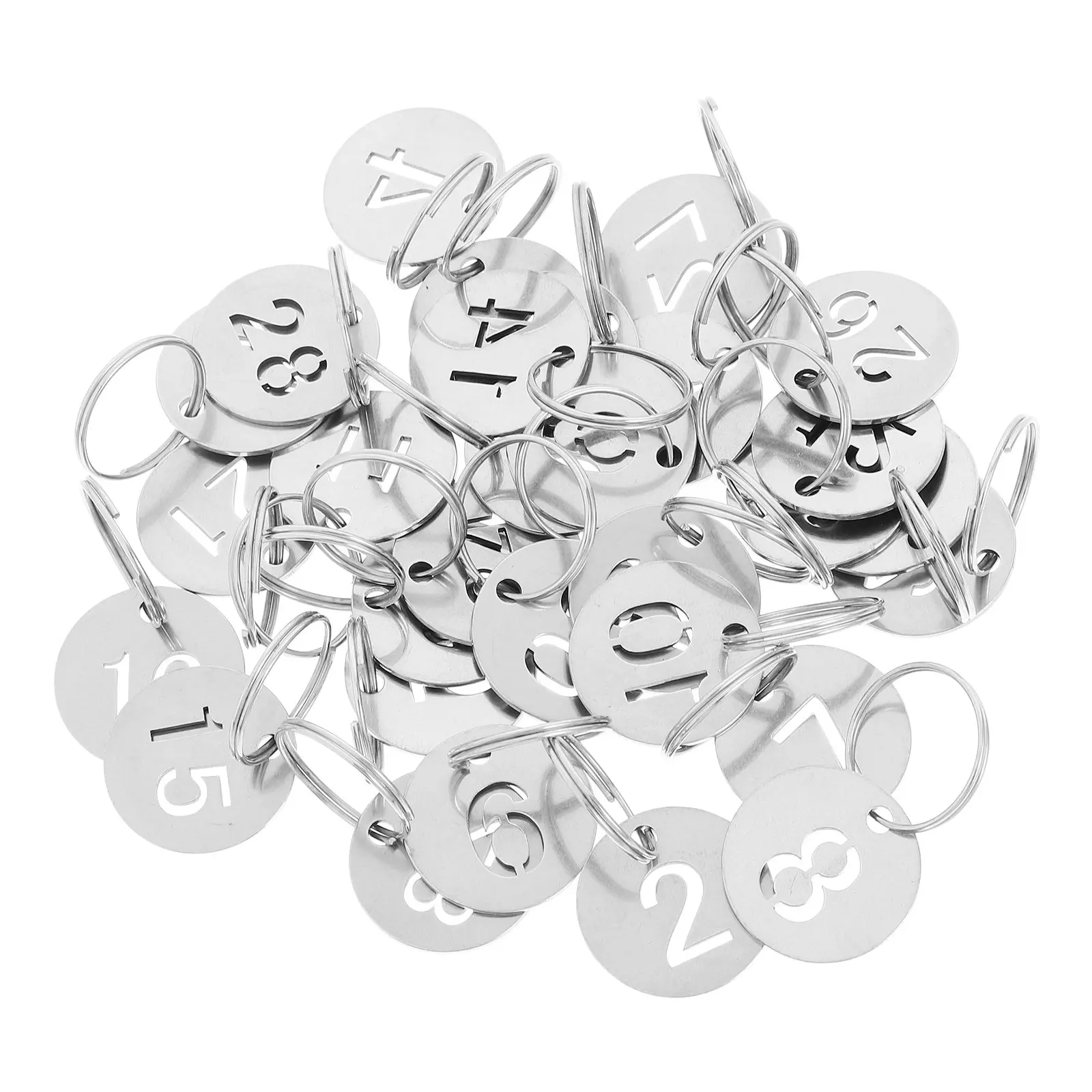 30Pcs Numbered Id Tags Stainless Steel Round Hanging Metal Key Tags Label for Key Organizing Luggage Suitcase Management