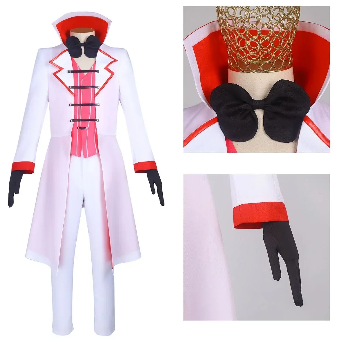 Hazbin Lucifer Cosplay Phones Star Costume pour hommes, uniforme, veste trempée, glaPants, perruque, Halloween, fête d'anniversaire