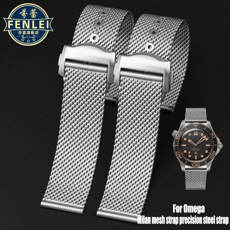 

20MM Stainless Steel Strap For Omega 007 HEIMDALLR Seamaster 300 Luxury Shark Milan Mesh Band Bracelet Replacement Accessories