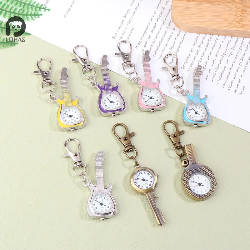 Cute Lovely Fashion Brand New Fashion Crystal KEY Style Pocket Pendant Key Ring Chain Quartz Dress Watch with Gift Bag